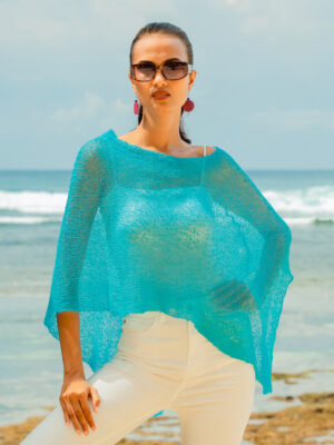 AF1501BLU LIGHTWEIGHT SHEER PONCHO