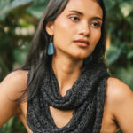AF6902BL POPCORN INFINITY SCARF - BLACK