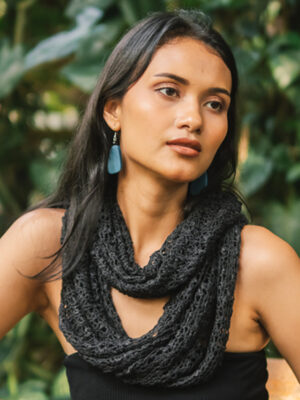 AF6902BL POPCORN INFINITY SCARF - BLACK