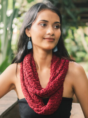 AF6902R POPCORN INFINITY SCARF - RED