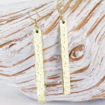 AK1716G LONG RECTANGULAR BEATEN EARRINGS