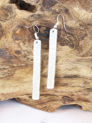 AK1716S LONG RECTANGULAR BEATEN EARRINGS