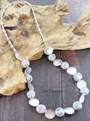AR1501S MESH BALL & BEATEN DISC NECKLACE