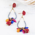 AY1409 BEADED STUD DROP EARRINGS
