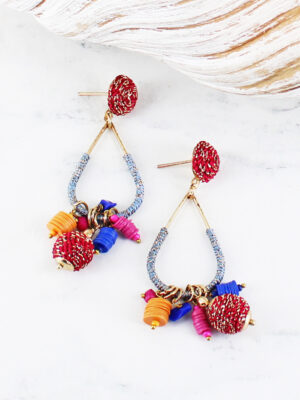 AY1409 BEADED STUD DROP EARRINGS