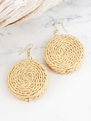 AY1413NT RAFFIA DISC EARRINGS