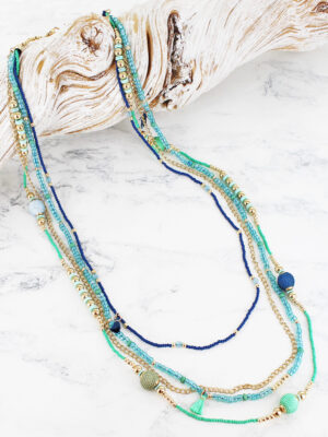 AY1513 FOUR-STRAND LAYERED BEAD NECKLACE
