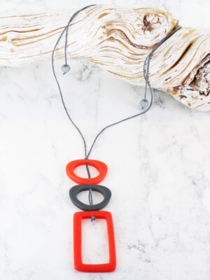 BB1402OR RESIN RECTANGLE & HOOP PENDANT