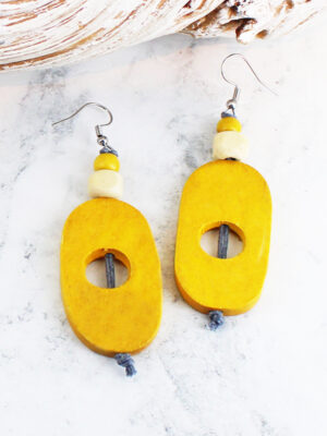 BB1407MU WOODEN OVAL EARRINGS