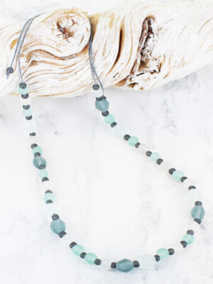 BB1411GY SINGLE STRAND RECYCLED GLASS NECKLACE