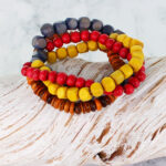 BB6215 ELASTICATED MIXED COLOUR WOODEN BRACELET