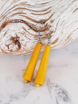 BB6217MU WOODEN CONE EARRINGS
