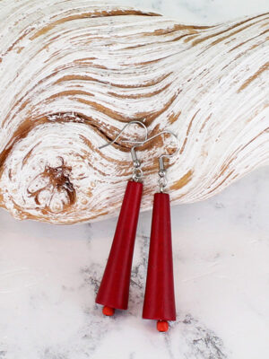 BB6217R WOODEN CONE EARRINGS