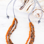 BB6301OR THREE-STRAND GLASS BEAD NECKLACE