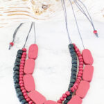 BB6303PK 3-STRAND WOODEN BEAD NECKLACE