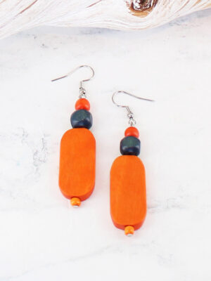 BB6304OR WOODEN BEAD EARRING