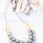 BB6306GY DOUBLE STRAND RESIN BALL NECKLACE