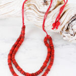 BB6401R DOUBLE STRAND RECYCLED GLASS BEAD NECKLACE