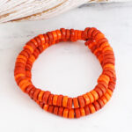 BB6402OR ELASTICATED DOUBLE  RECYCLED GLASS BEAD BRACELET