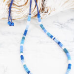 BB6406BLU SINGLE STRAND RECYCLED GLASS BEAD NECKLACE