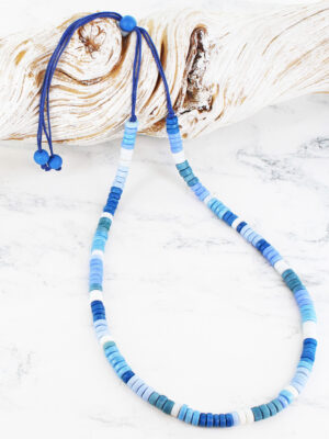 BB6406BLU SINGLE STRAND RECYCLED GLASS BEAD NECKLACE