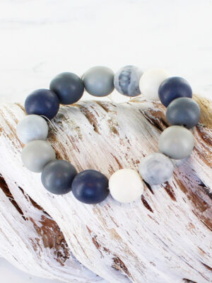 BB6607GY ELASTICATED RESIN BALL BRACELET