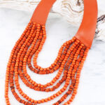 BB6910OR MULTI-STRAND WOOD & LEATHER NECKLACE