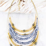 DC1401GY MULTI-STRAND BEADED COLLAR NECKLACE