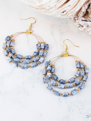 DC1403GY BEADED HOOP EARRINGS