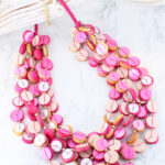 DC1404PK CHUNKY WOODEN BEAD & SEQUIN NECKLACE
