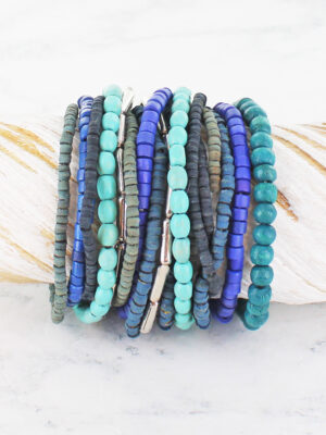 DC1406BLU ELASTICATED BEADED BRACELETS