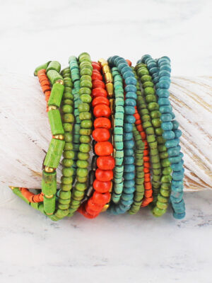 DC1406OR ELASTICATED BEADED BRACELETS