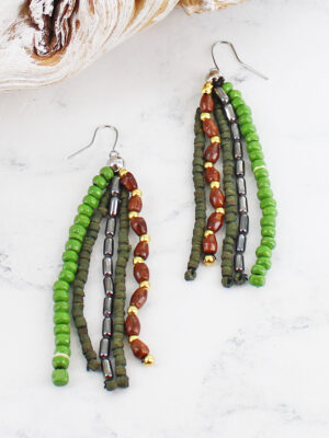 DC1409GN DROP BEAD EARRINGS
