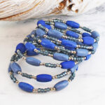 DC1502BLU WOODEN BEAD SPIRAL BRACELET