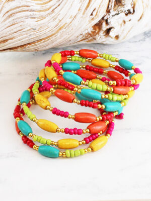 DC1502M WOODEN BEAD SPIRAL BRACELET