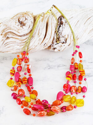 DC1506PK MIXED GLASS BEAD NECKLACE
