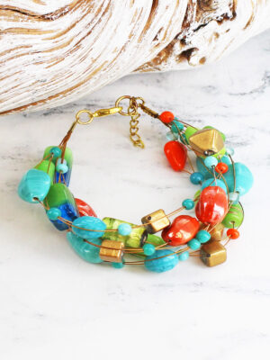 DC1507GN MIXED GLASS BEAD BRACELET