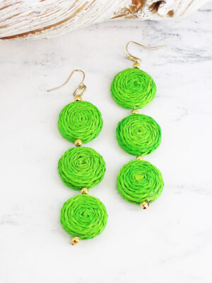 DC1510GN THREE-DISC RAFFIA EARRINGS