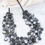 DC6301GY CHUNKY WOODEN BEAD & SEQUIN NECKLACE