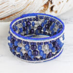 DC6402BLU BEADED SPIRAL CUFF