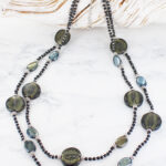 DC6404GY DOUBLE STRAND GLASS DISC NECKLACE