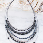 DC6406BL MULTI-STRAND METALLIC BEAD NECKLACE