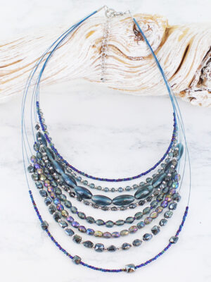 DC6406GY MULTI-STRAND METALLIC BEAD NECKLACE