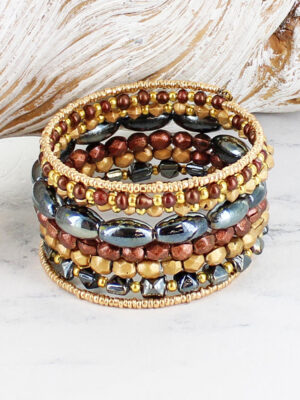 DC6407BR METALLIC BEAD SPIRAL BRACELET