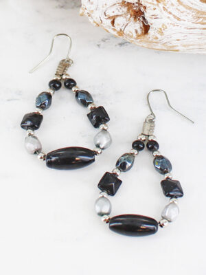 DC6408BL BEADED TEARDROP EARRING