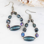 DC6408GY BEADED TEARDROP EARRING