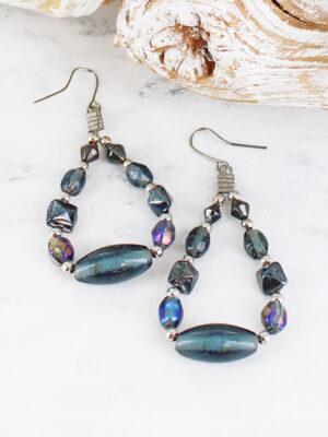 DC6408GY BEADED TEARDROP EARRING