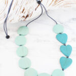 FB1306MT WOODEN DISC & HEART NECKLACE