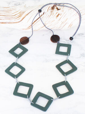 FB1320DG WOODEN DIAMOND NECKLACE