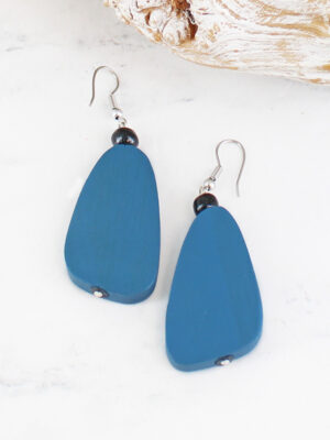FB1321TL WOODEN PEBBLE EARRINGS